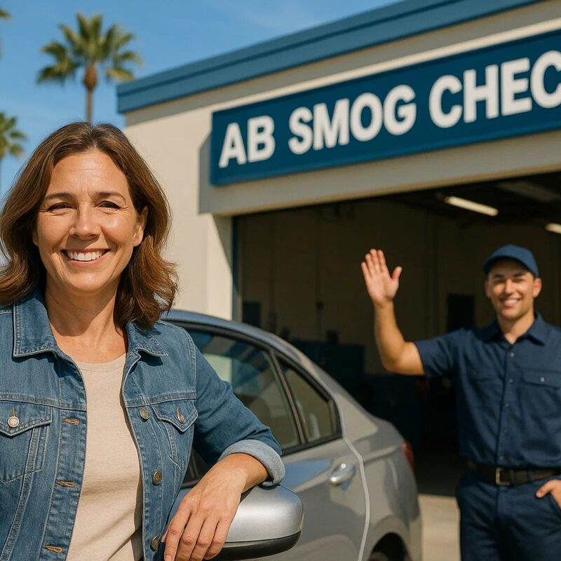 Woman doing a smog check